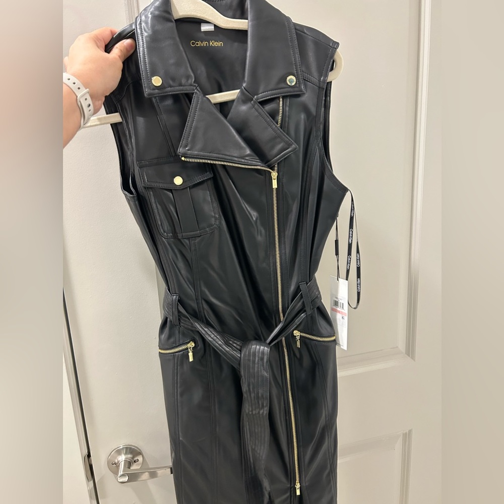 Calvin Klein Faux Leather Moto Dress